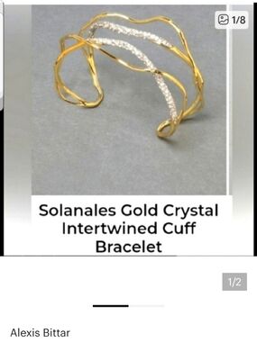 Alexis Bittar Gold and Crystal Intertwined Wave Cuff Bracelet